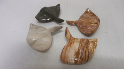 Lot of 4 Ecuadorian Carved Stone Flying Stingrays Sculptures Figurines 3.5''