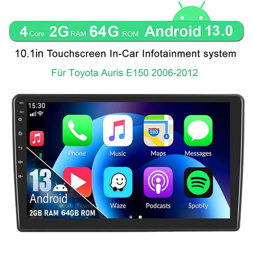2+64G Android 13 Autoradio Für Toyota Auris E150 2006-2012 Carplay GPS Navi +Kam - Bild 3 von 21
