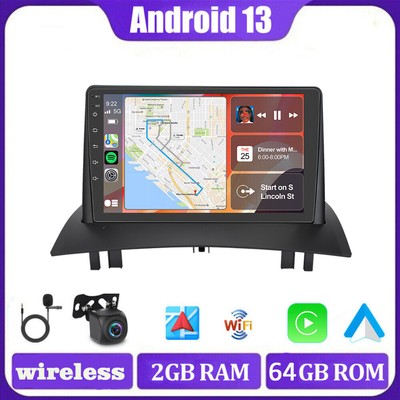 2+64GB Autoradio Carplay GPS Navi BT 9''Android 13 Für Renault Megane 2 2002-2009