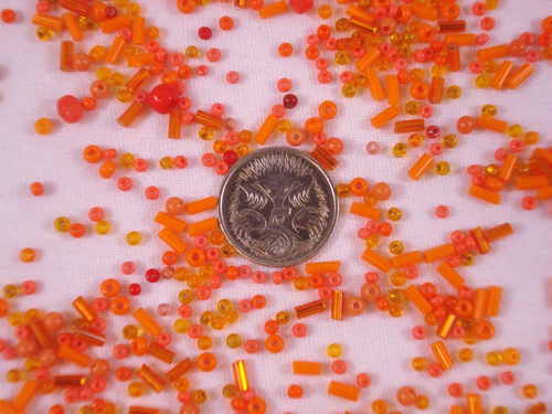 Czech Bugle/Seed Bead Mix 50g Orange Glass Jewellery Jewelry - Picture 2 of 2
