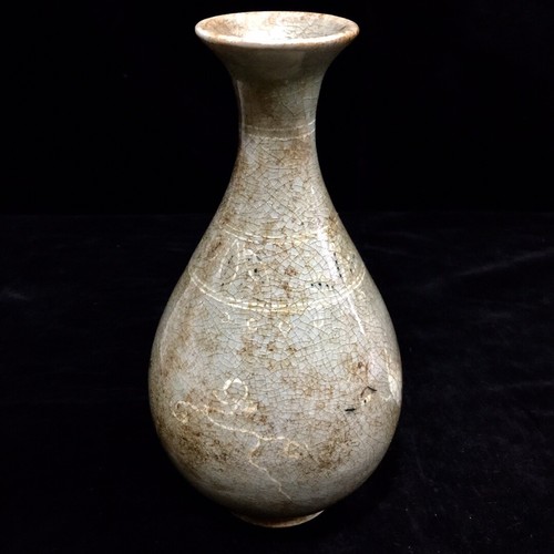 9“ China ancient Gaoli porcelain Inlay Yunhe pattern Jade teapot Spring vase