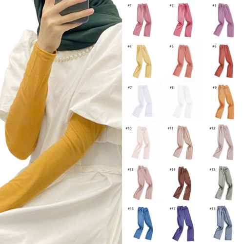 Women Modal Cotton Oversleeves Sun Protective Long Arm Cover Fingerless Gloves - Bild 3 von 36