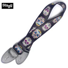 Stagg STE-MEX-SK1 Mexican Skull Pattern Guitar/Bass Strap Day of the Dead Coco