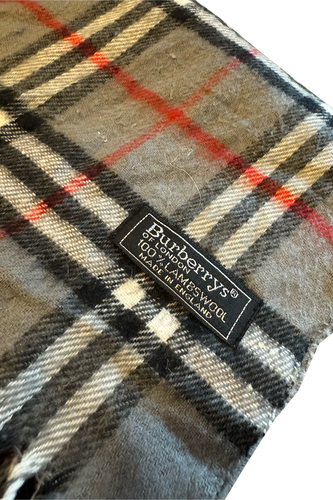 Bufanda Burberry vintage gris 100 % lana de cordero hecha en Inglaterra - Imagen 3 de 3