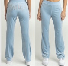 Juicy Couture Big Bling Velour Tracksuit Pants Frosted Light Blue Y2K NWT Large