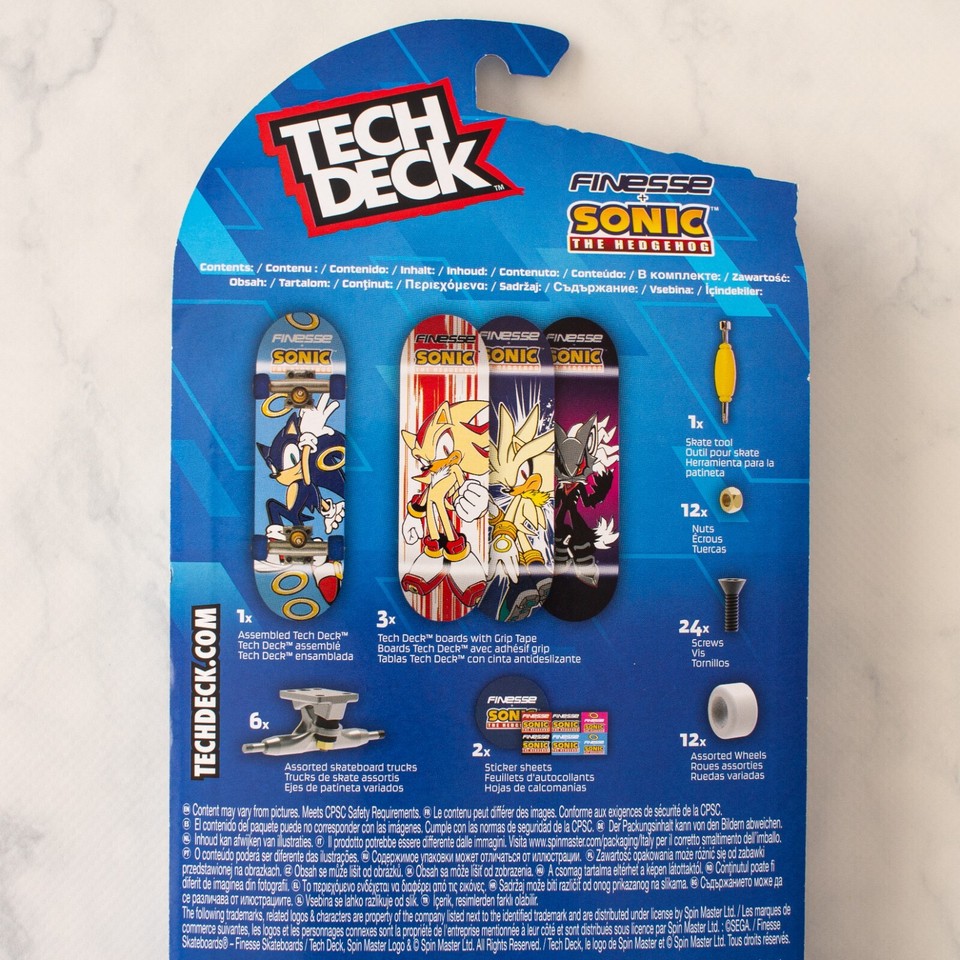 Pack Tech Deck Finesse Sonic - 4 Fingerboards Skateboard - Collection Sonic
