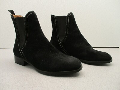 Antonio Melani(D60 Tad)Blk Leather Side Gore Pull On High Ankle Boot SZ6M