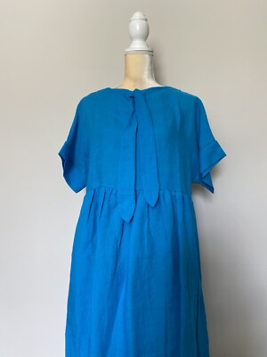 Hong Dang Moo Women s Blue Line Relaxed Fit Blue Dress Size Large**
