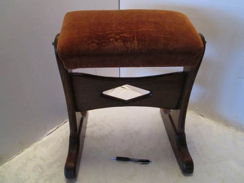 Vintage Wood Rocking Footstool footrest velvet top Swivel-Rocking 18”t 16’ wide - Picture 8 of 10