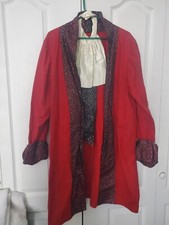 Handmade Captain Hook Pirate Coat Halloween Costume Red
