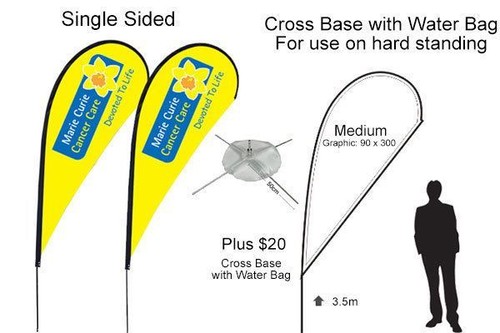 Custom 3.5M Teardrop Flags Flying Banner Spike base cross base tyre base - Picture 11 of 15