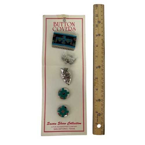 Vintage Susan Shaw Metal Button Covers Native American USA NWT OD33 - Picture 2 of 3