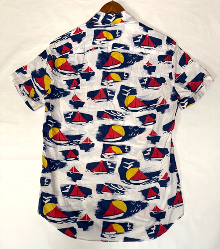 J Crew Sailboat Shirt Men’s S Slim Short Sleeve Button Up White - Imagen 3 de 4