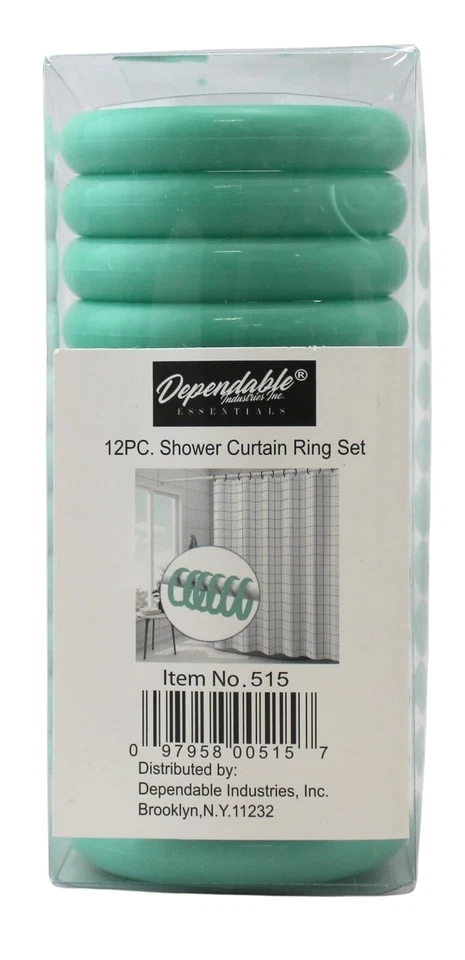 Juego de ganchos de plástico de fácil deslizamiento a juego forro de cortina de ducha EVA turquesa 72 x 72 Foto 3 de 4