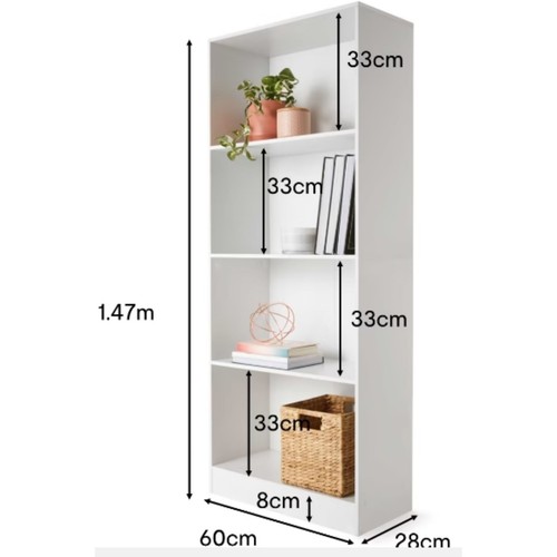 4 Tier Shelf Display Bookshelf Bookcase Storage White Rack Wooden Shelving AU - Picture 12 of 12