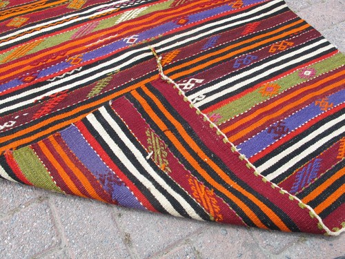Vintage Small Turkish Wool Kilim Rug 3x4.2 Oriental Handmade Tribal Door mat Rug - Picture 13 of 13