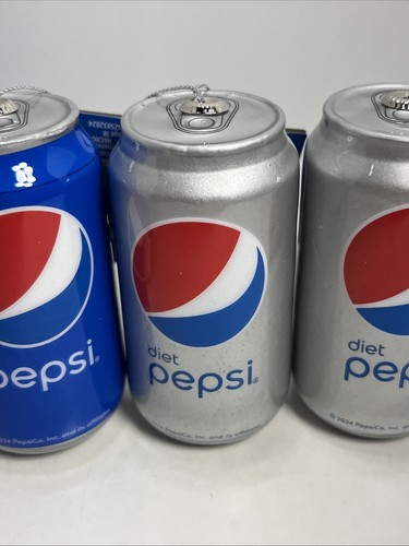 5 RUZ 2024 PEPSI & Diet PEPSI Can Ornaments 2 Soft/Plush & 3 Decoupage, NEW! - Picture 7 of 8