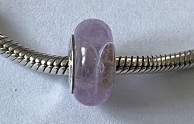 CHAMILIA 925 Sterlingsilber & hellrosa Wirbel Glas Murano Charm