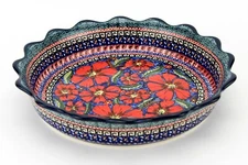 Polish Pottery Quiche / Scalloped Pie Dish 9" Diameter from Zaklady Unikat