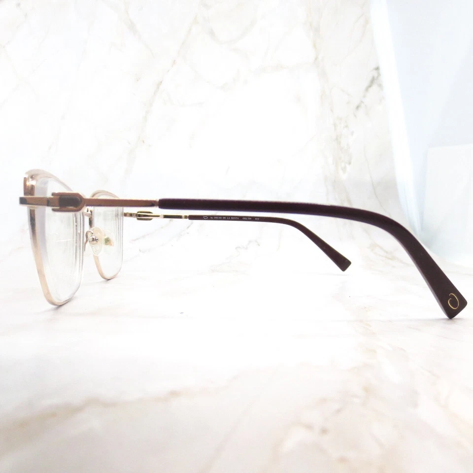 Marco de gafas Oscar De La Renta OSL 759-615 marrón ojo de gato para mujer 55-16-140 Foto 3 de 4