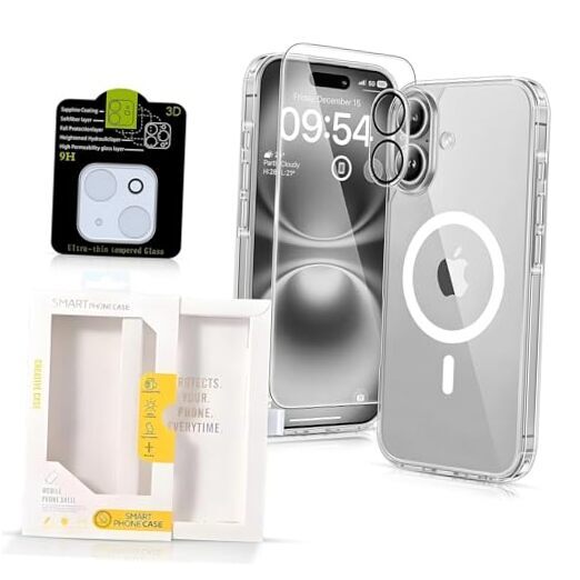 3-in-1 Case Compatible with iPhone 16, [Anti-Yellowing] with Screen 16 PRO MAX