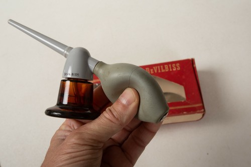 DeVilBiss (E2R) Non-Corrosive Atomizer Brown Glass Gray Bulb in Box - Picture 3 of 12