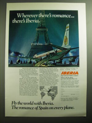 1970 Iberia Airlines Ad - Wherever there's romance There's Iberia