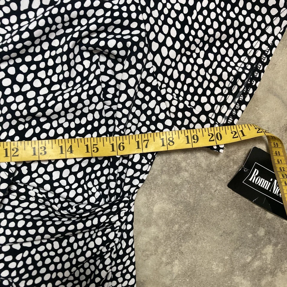 Vestido Ronni Nicole Mujer 16W Cuello en V Manga Corta Negro Blanco Estampado Cambio Foto 4 de 4