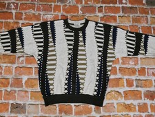 Carlo Colucci Vintage Sweater Grey Khaki Green Blue Colourful Casual Size: L Tip