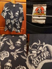 Vintage AOP Looney Tunes Bugs Bunny Tasmanian Devil Willie Marvin Faces Shirt L