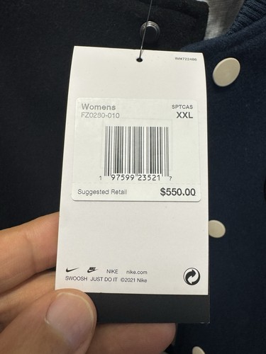 Nike Women’s By YOON Oversized Cropped Varsity Jacket 2XL NEW NEVER WORN W/tags - Picture 2 of 20