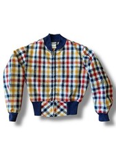 Vintage Kids 70s Montgomery Ward Plaid Zip Up Jacket Size 5 Checkered