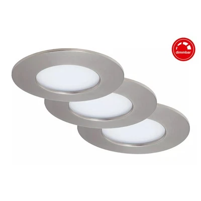 3 x Briloner LED Einbauleuchten Nickel matt Ø8,5cm IP44 5W 4000K 3Stufen-Dimmbar - Bild 1 von 3