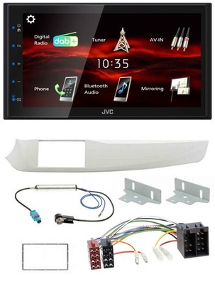 JVC USB Bluetooth MP3 DAB 2DIN Car Stereo for Alfa Romeo Giulietta 2010-2013 White
