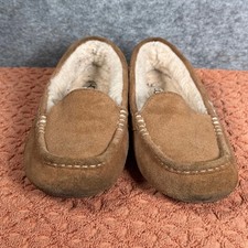 UGG Ansley Slippers Womens 8 M Shearling Lined Suede Chestnut Brown Solid