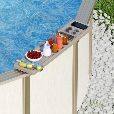 Poolside Bar Table, Pool Drink Bar with 5 Cup Holders Exclusively for Above G...