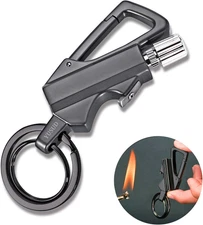 Permanent Match, Flint Fire Starter Never Ending Match Keychain Lighter with Bot