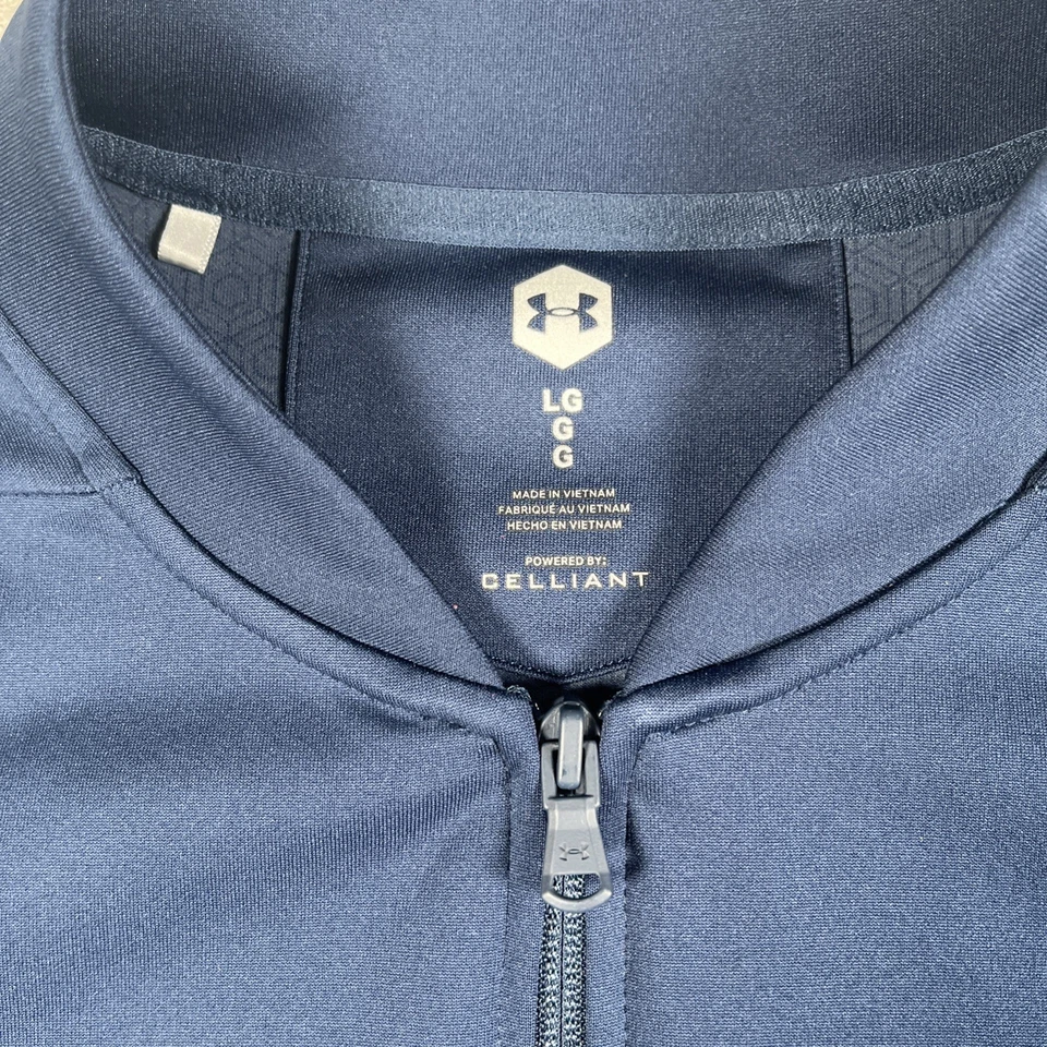 Chaqueta deportiva Under Armour cremallera completa para hombre L azul manga larga tela celliante-usada en excelente estado Foto 3 de 4