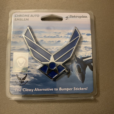 U.S. Air Force Chrome Metal Auto Emblem (Wings) Officially Licensed Elektroplate