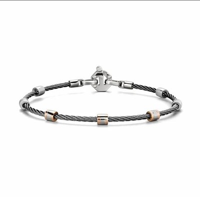 BARAKA Men's BR361051ROAC200002 Rose Gold White Diamonds Bracelet