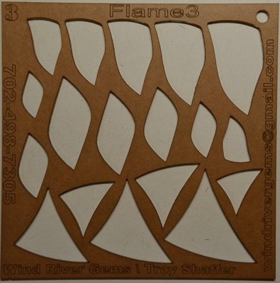 WRG- Cabochon Template - Number 3 - Flame 3 Clear Acrylic Designer Shapes