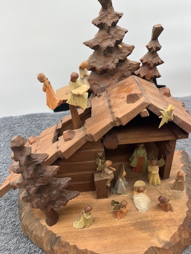 antik vintage schwarzwald germany krippe weihnachten musik geschnitzt holz - Bild 5 von 15