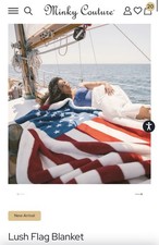 Minky Couture American Flag Designer Blanket Luxury Throw Patriotic 50x83