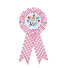 Birthday Ribbon, 6.3 x 3" Award Ribbon Pin Happy-Birthday Pins, Pink