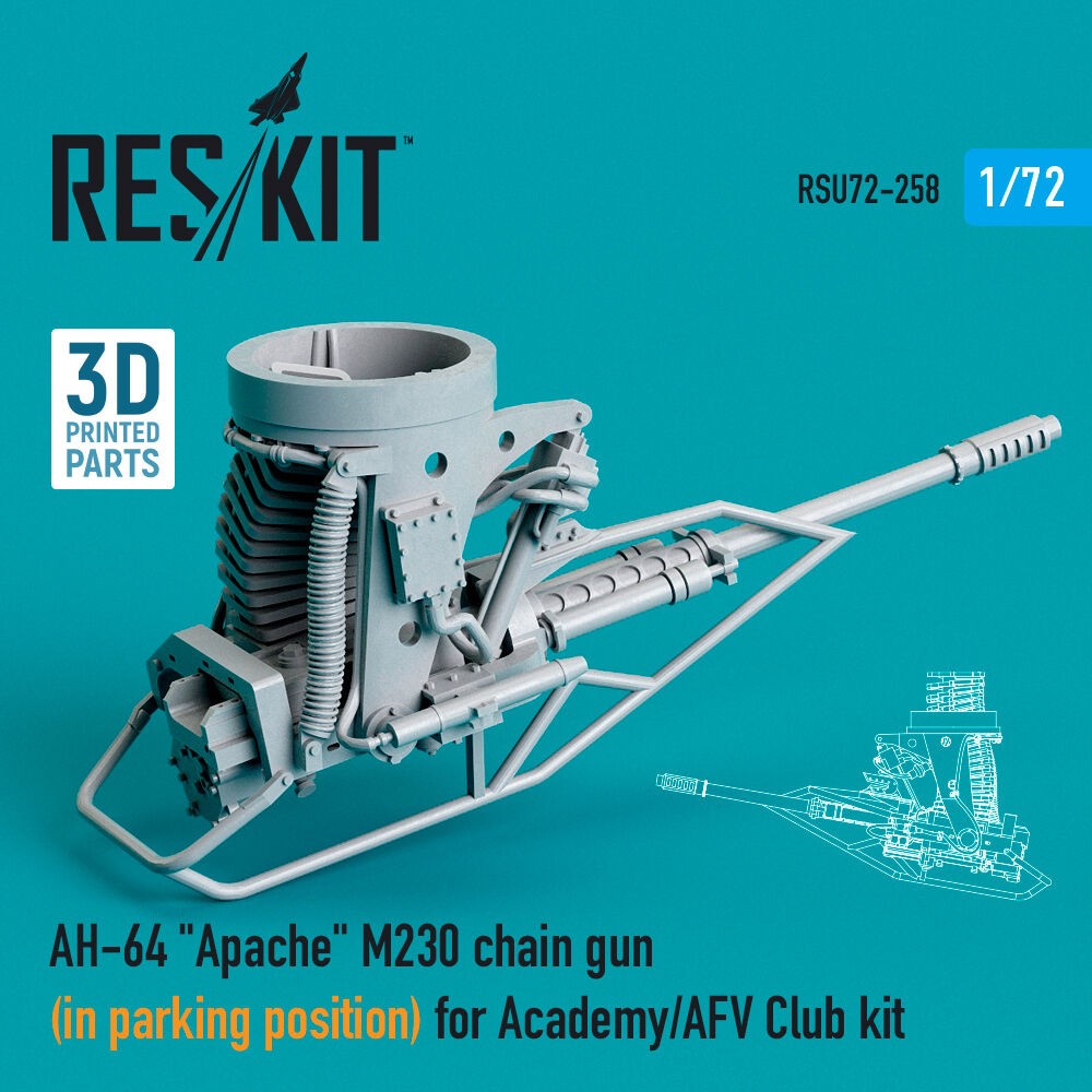 ResKit RSU72-0258 1:72 AH-64 Apache M230 Chain Gun Accessory Kit