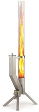 Gardenflare Klassik Feuerrohr Pelletfackel für Garten, Edelstahl silber
