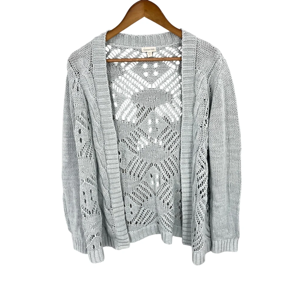 Suéter Granate Hill Mujer Cárdigan Coqueta Tejido Abierto Lino Algodón Talla M Azul Foto 3 de 4