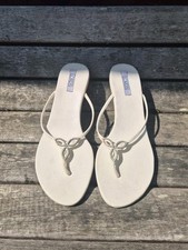 LORDS Sandal Flip Flop Shoe Diamontae Beige Off White Mini Heel Shimmer