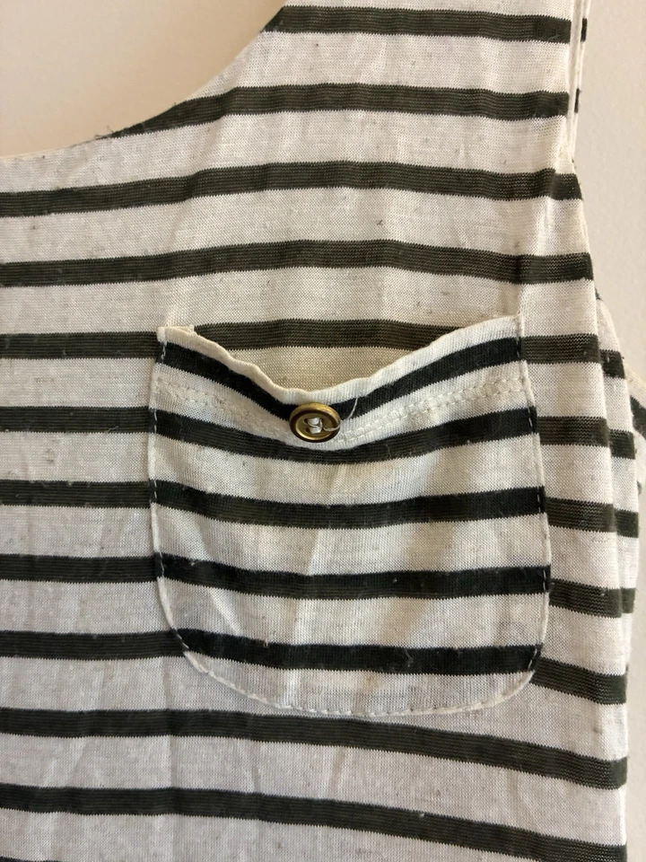 Maxi Vestido sin Mangas Charlotte Russe Para Mujer Forrado a Rayas Mezcla de Rayón Bolsillo Crema M Foto 3 de 4