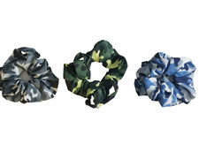 Lot Of 3 Camouflage Print Hair Tie Scrunchies Scrunchie Ponytail Hair Accessory